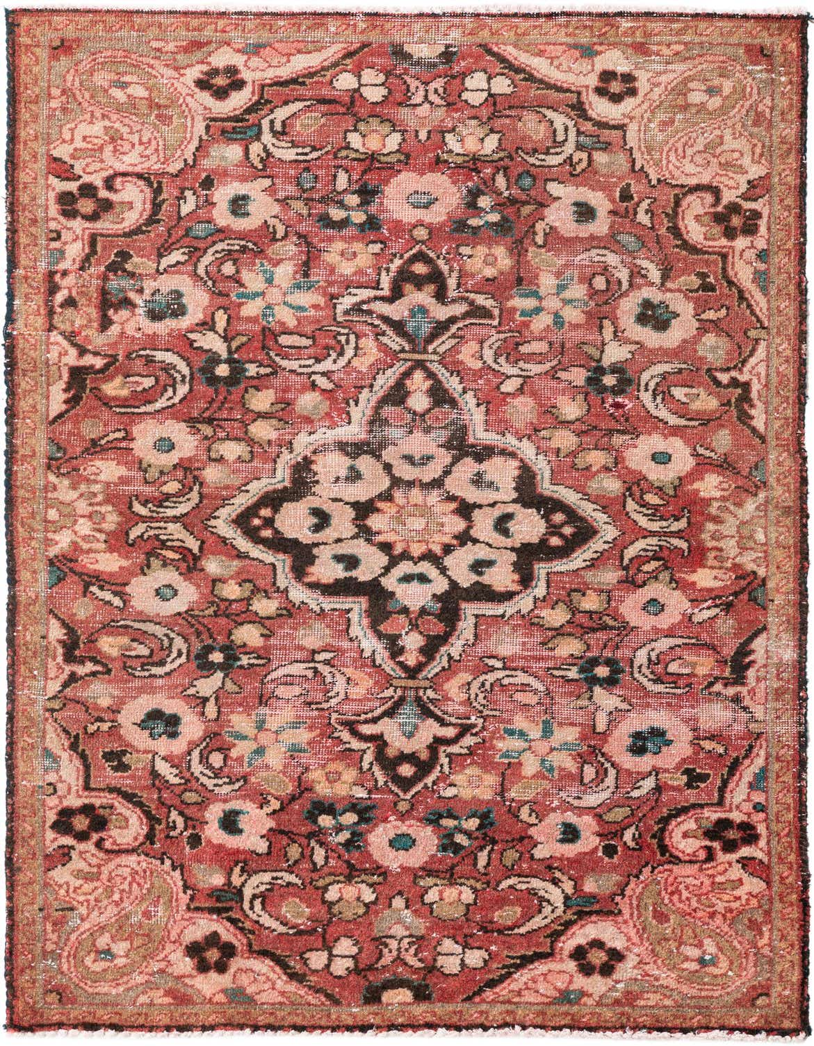 A 4x6 rectangular red Persian rug with a central medallion and intricate floral patterns, ideal for a living room.