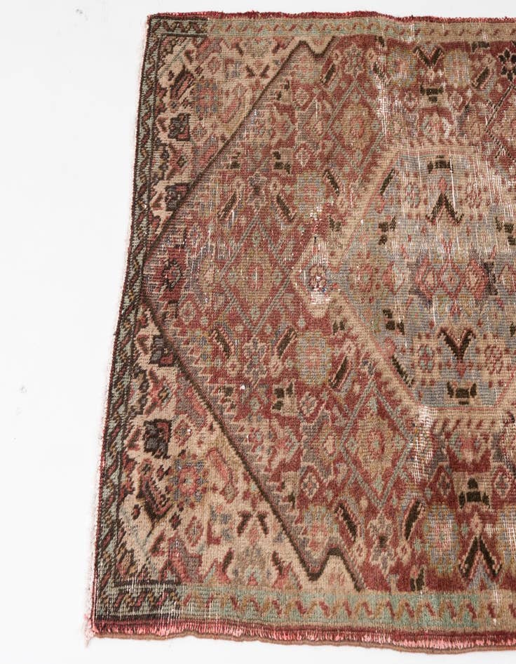 Detail image of  3' 4 x 4' 9  Hand Knotted Ultra Vintage Persian Wool Rug