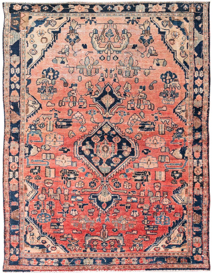  4' 2 x 6' 9  Hand Knotted Ultra Vintage Persian W...