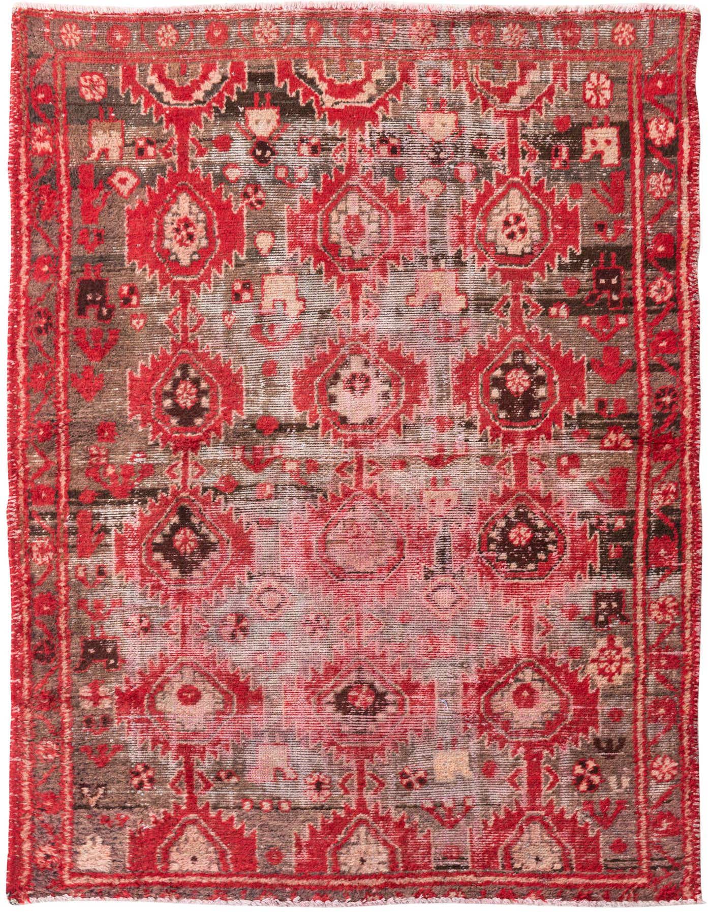 A 4x6 rectangular Ultra Vintage rug featuring a distressed Persian pattern in various shades of red, black, and gray.