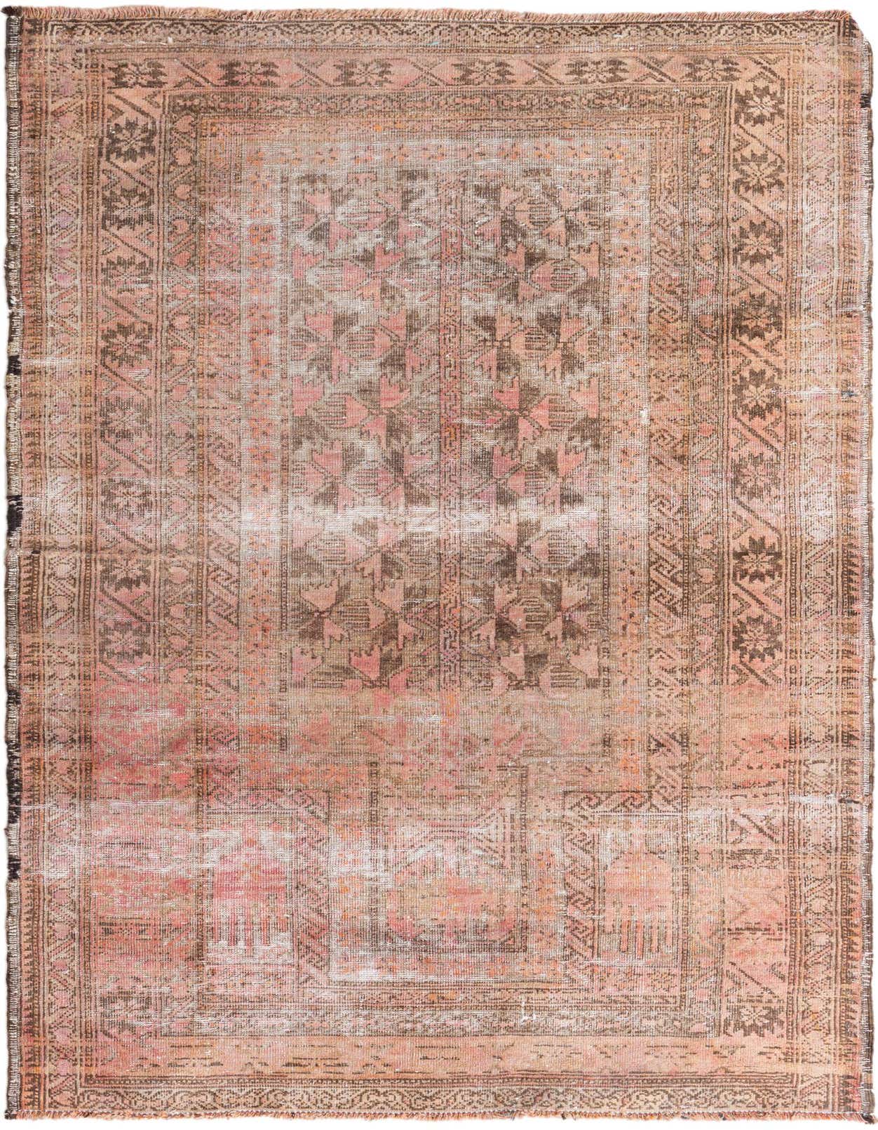 A 3x5 rectangular Ultra Vintage Persian rug with distressed red and brown tones, featuring intricate traditional patterns.