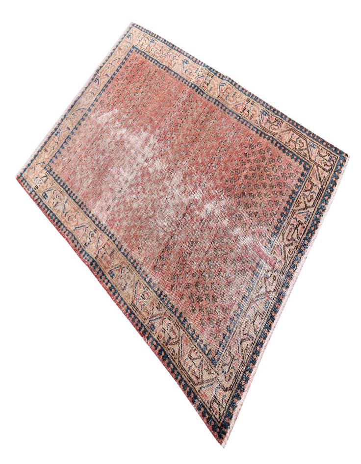 Detail image of  3' 5 x 5'  Hand Knotted Ultra Vintage Persian Wool Rug