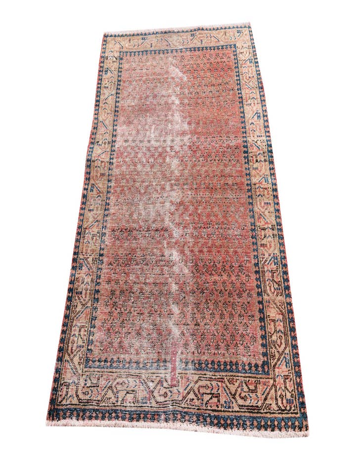 Detail image of  3' 5 x 5'  Hand Knotted Ultra Vintage Persian Wool Rug