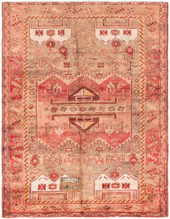 4' 5 x 8'  Hand Knotted Ultra Vintage Persian W...