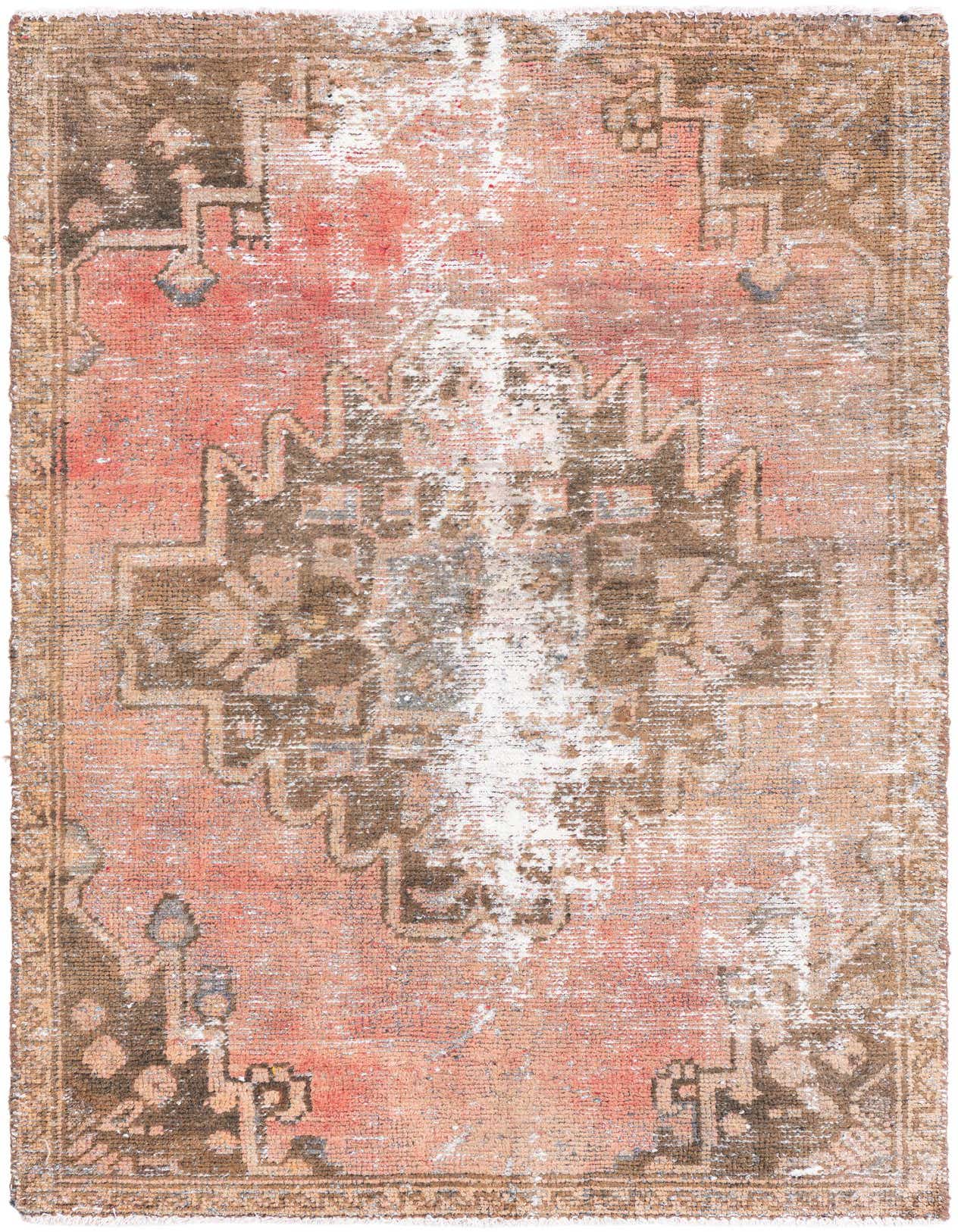 A 3x5 rectangular red and brown Persian-style rug with a distressed medallion pattern, suitable for an entryway.