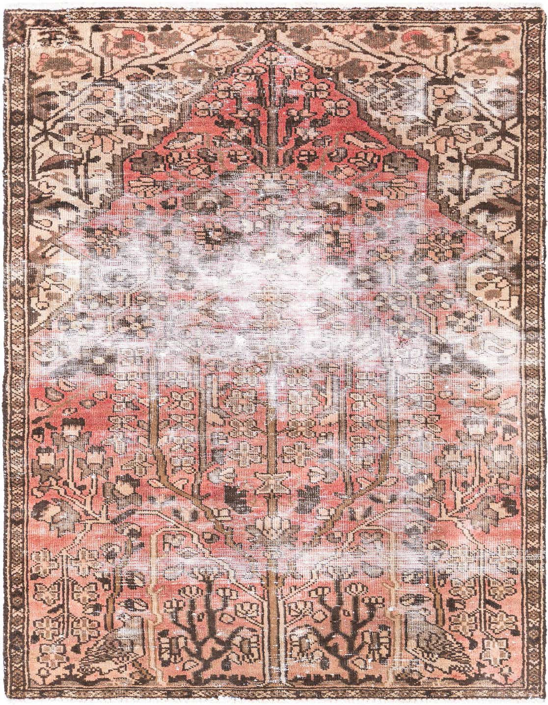 A 3x5 rectangular Ultra Vintage rug in distressed reds and browns with a Persian medallion pattern.