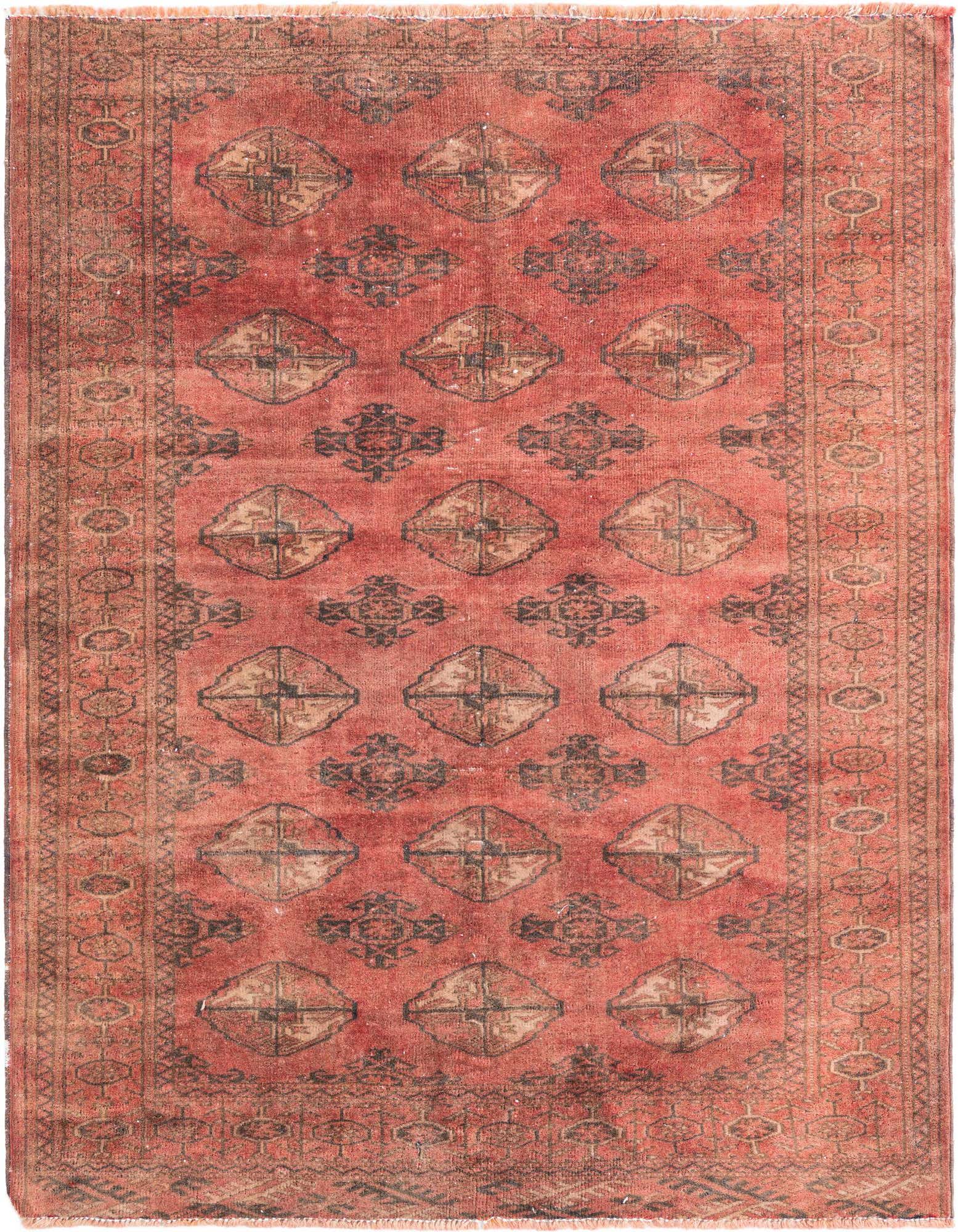 A 3x4 rectangular Ultra Vintage rug in shades of red with a traditional Persian geometric pattern and a flat pile.