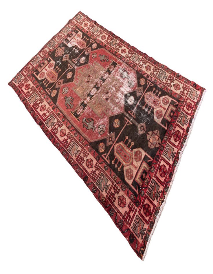 Detail image of  4' 3 x 7' 1  Hand Knotted Ultra Vintage Persian Wool Rug