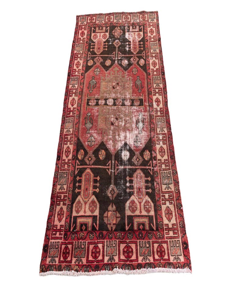 Detail image of  4' 3 x 7' 1  Hand Knotted Ultra Vintage Persian Wool Rug