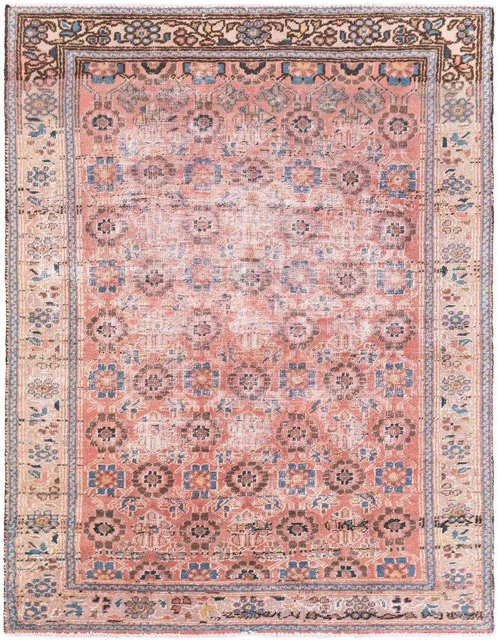  4' 2 x 6' 2  Hand Knotted Ultra Vintage Persian W...
