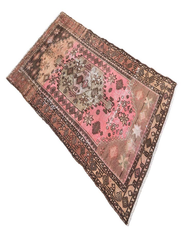 Detail image of  3' 2 x 6'  Hand Knotted Ultra Vintage Persian Wool Rug