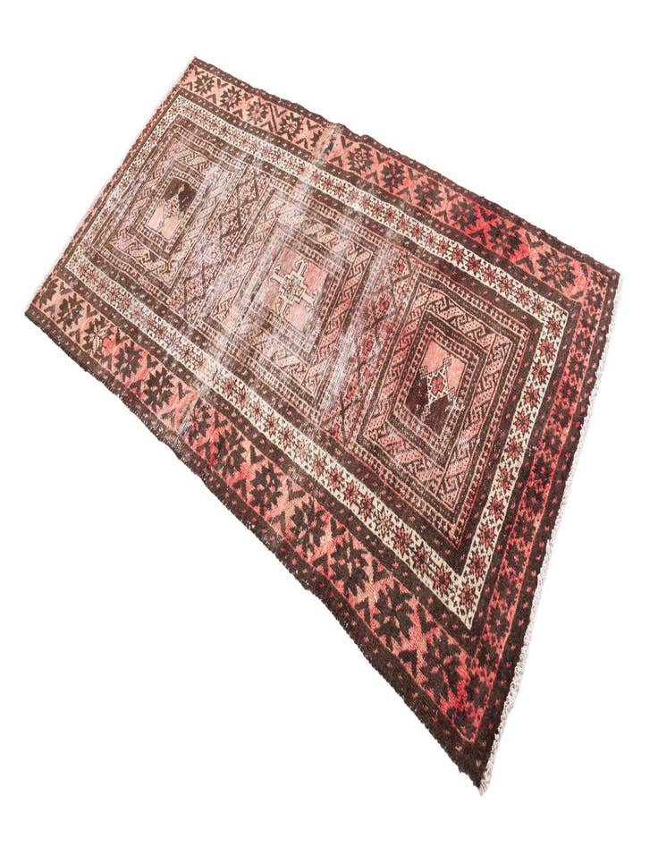 Detail image of  3' 2 x 6'  Hand Knotted Ultra Vintage Persian Wool Rug