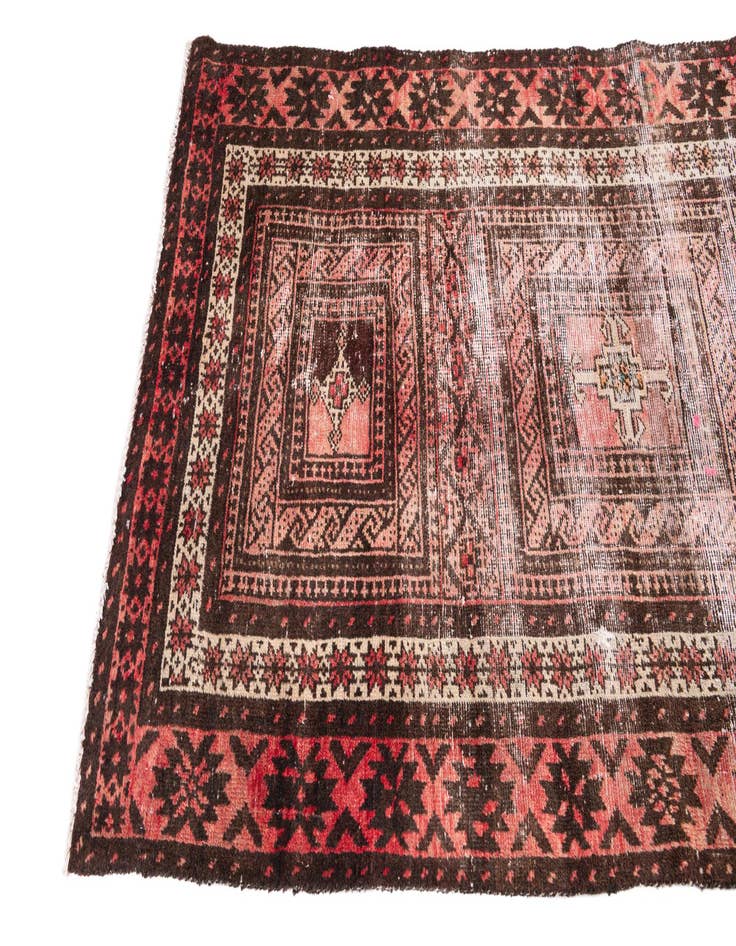 Detail image of  3' 2 x 6'  Hand Knotted Ultra Vintage Persian Wool Rug