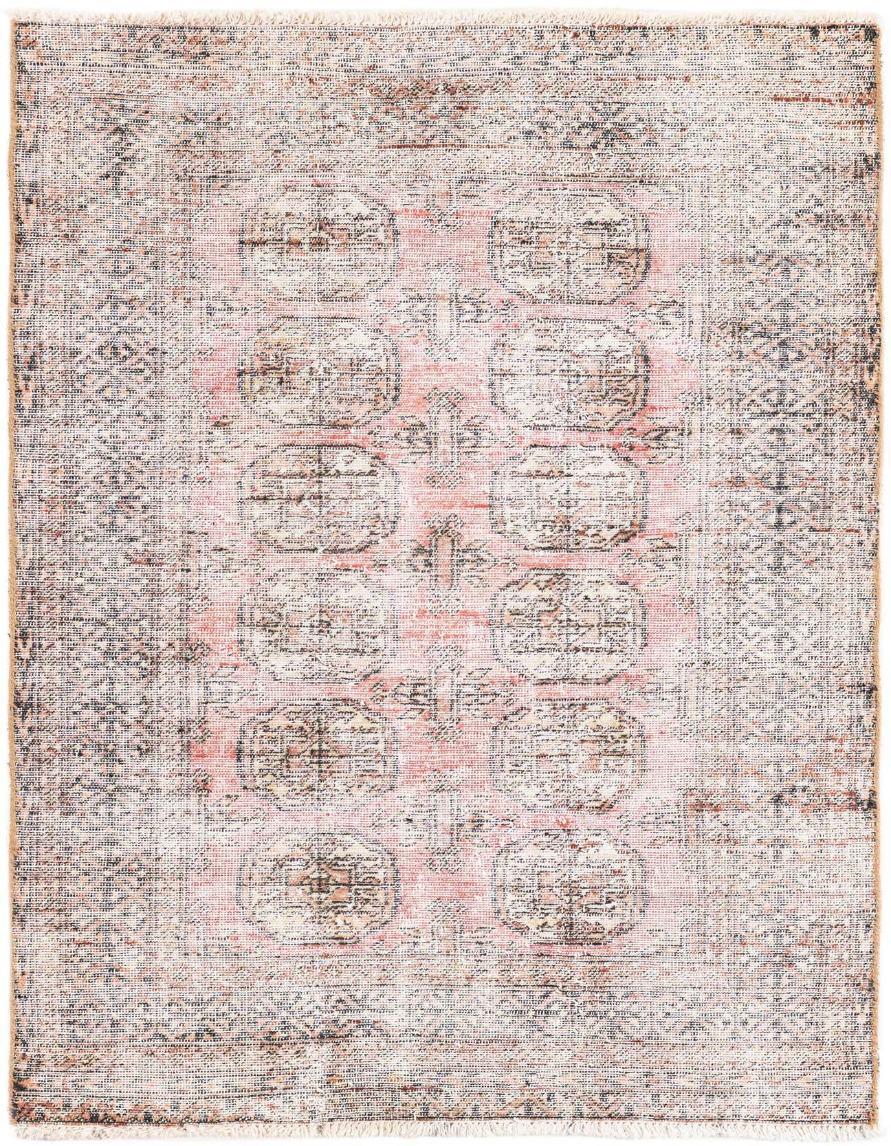 A 3x5 rectangular Ultra Vintage rug featuring a distressed Persian medallion pattern in shades of red, cream, and black.