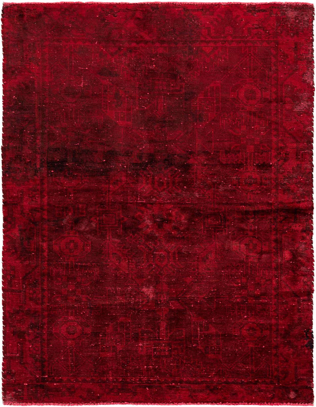 A 4x6 rectangular red wool rug with a distressed Persian medallion pattern, suitable for various indoor rooms.