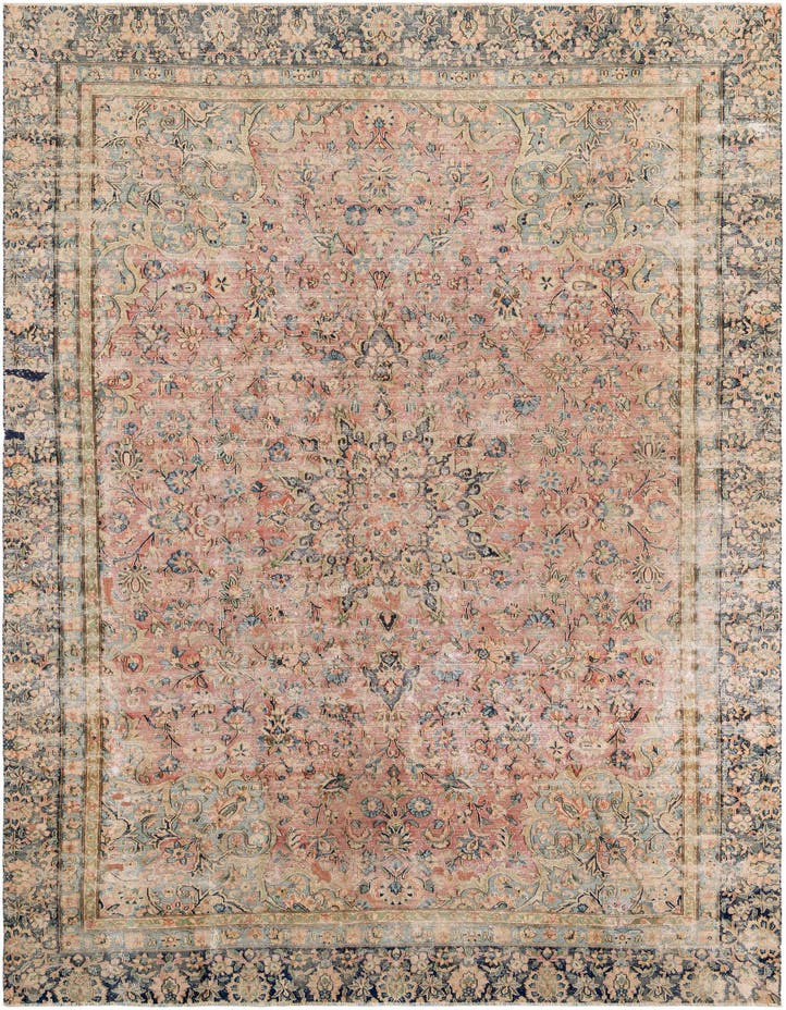  7' 4 x 11' 4  Hand Knotted Ultra Vintage Persian W...