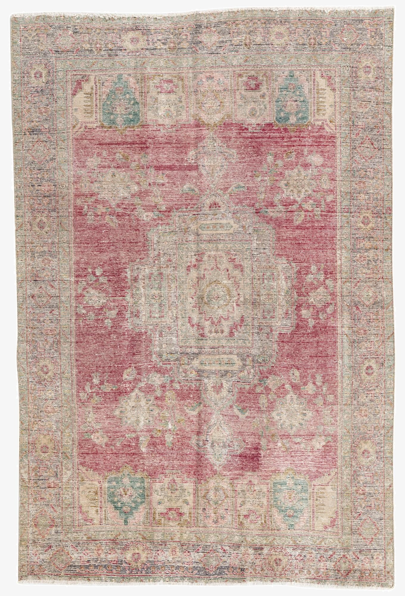  6' 3 x 9' 5  Hand Knotted Ultra Vintage Persian Wool Rug