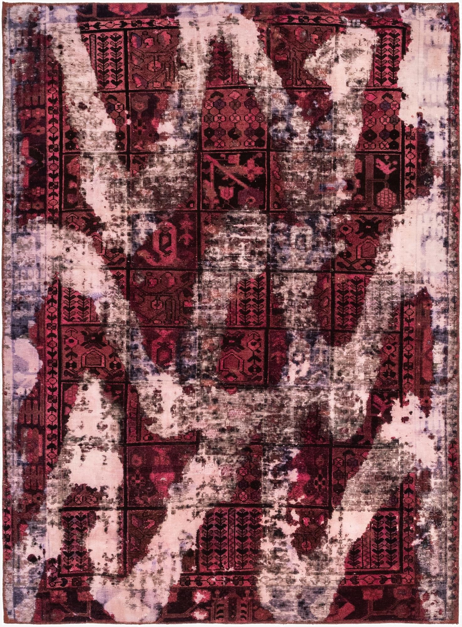  6' 6 x 8' 9  Hand Knotted Ultra Vintage Persian Wool Rug