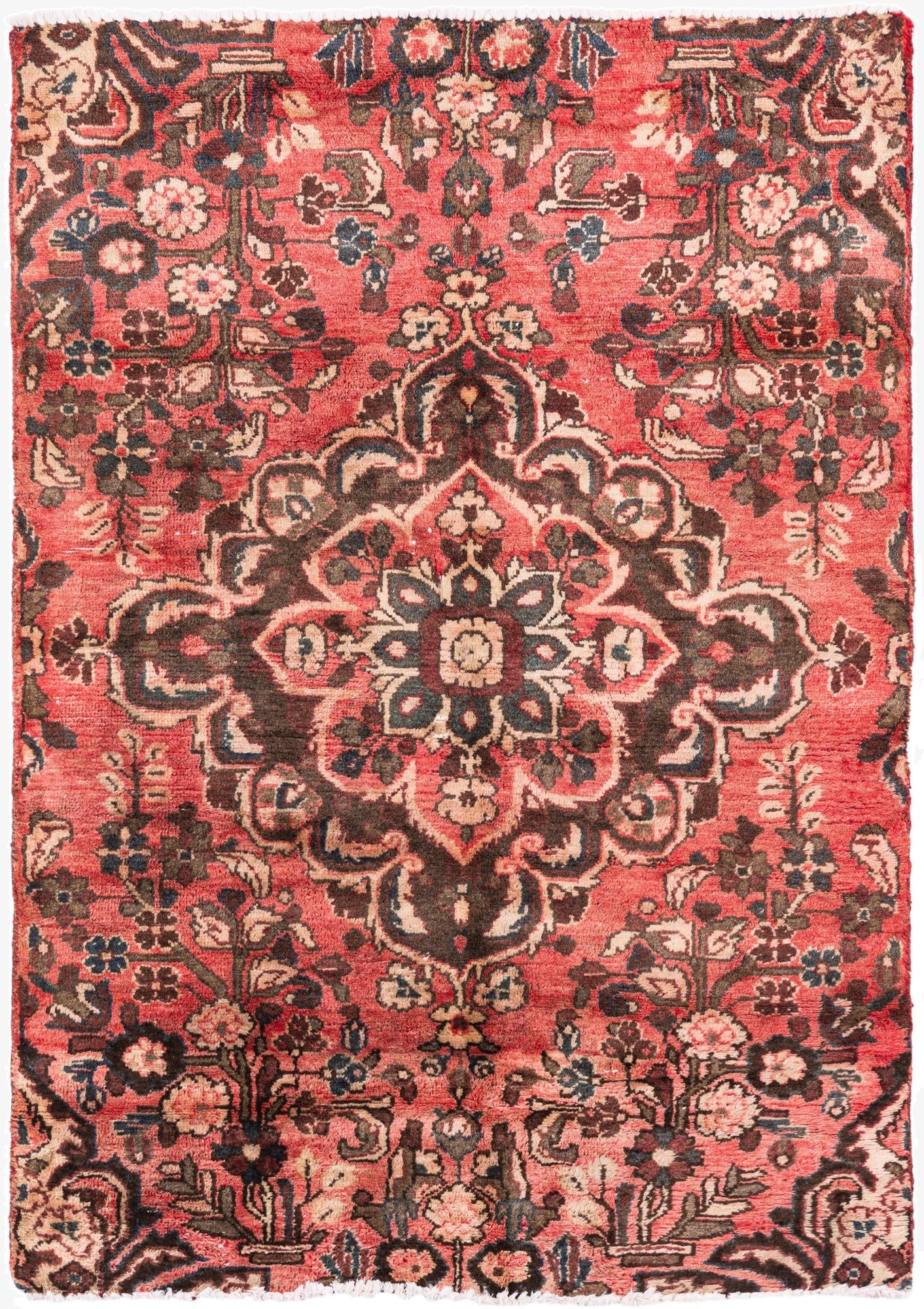  3' 4 x 4' 9  Hand Knotted Ultra Vintage Persian Wool Rug