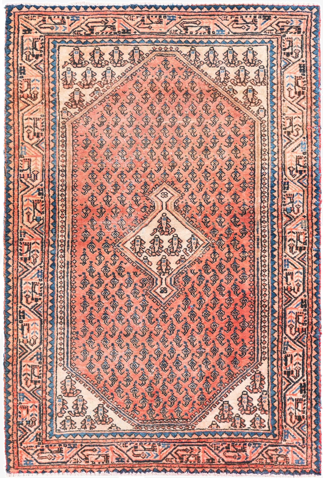  3' 4 x 5'  Hand Knotted Ultra Vintage Persian Wool Rug