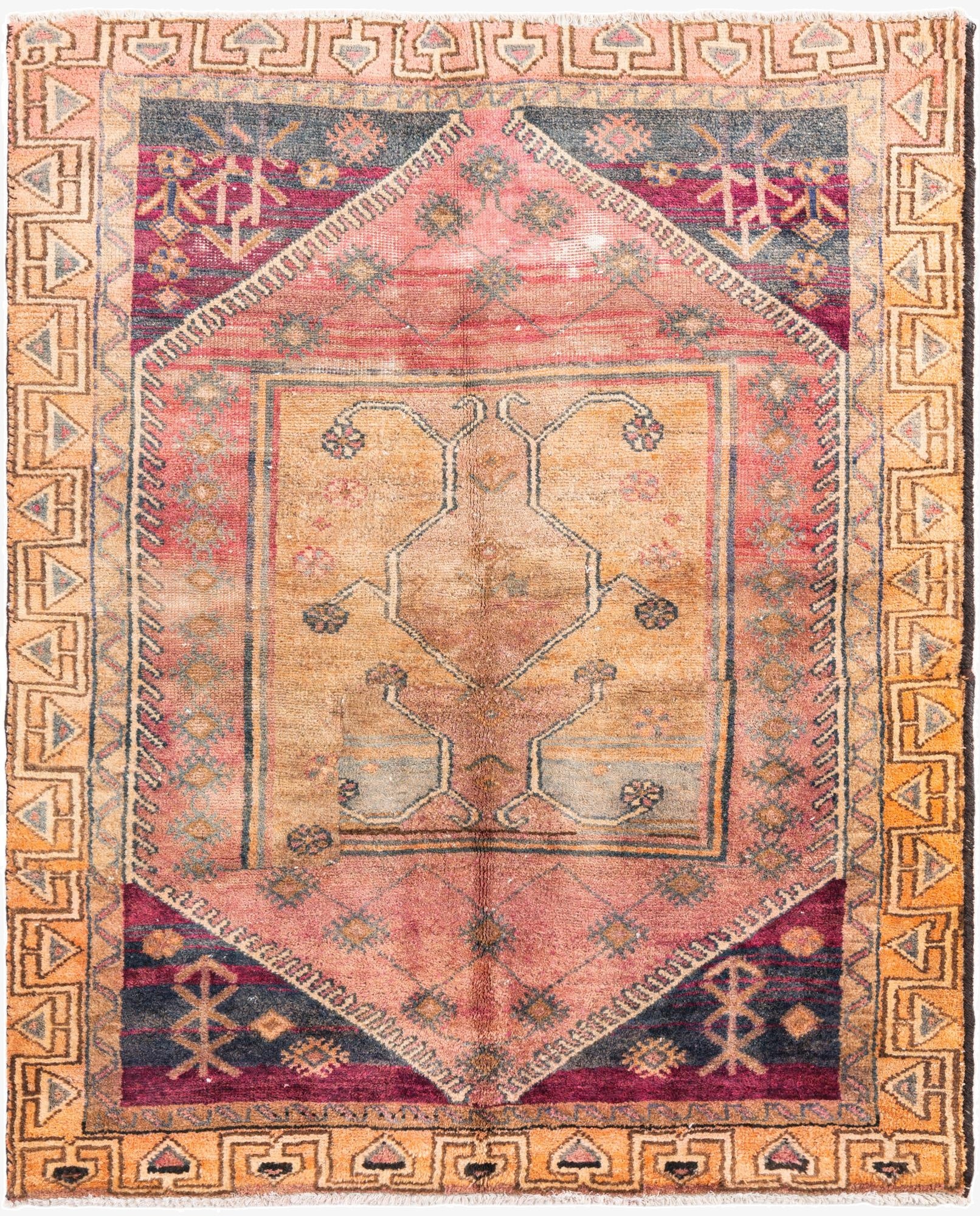  4' 9 x 5' 10  Hand Knotted Ultra Vintage Persian Wool Rug