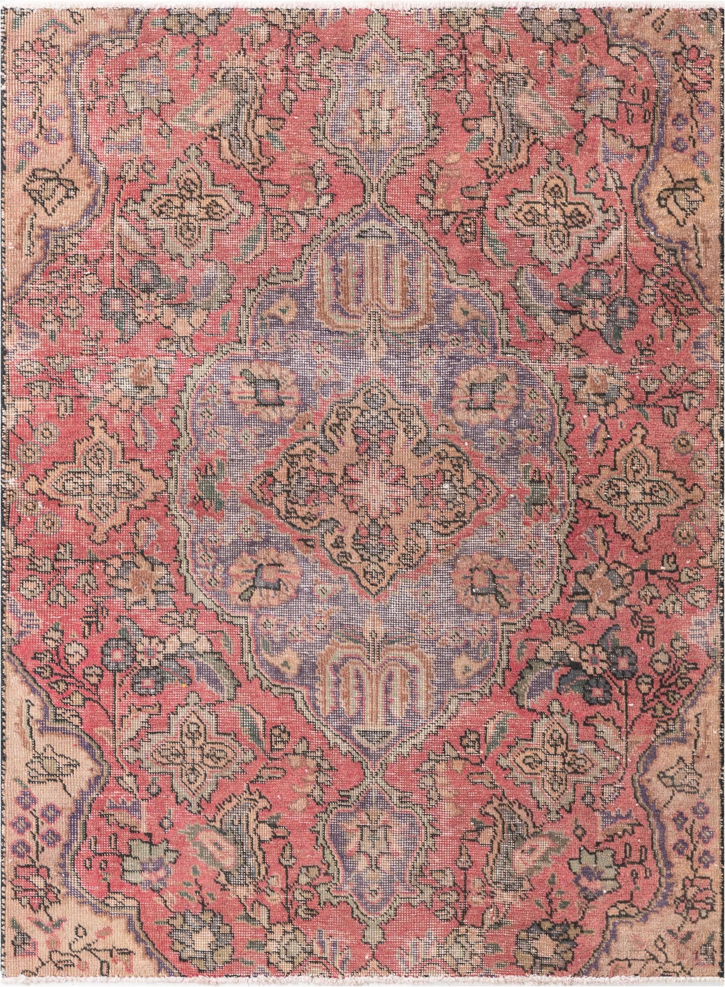  4' 2 x 5' 8  Hand Knotted Ultra Vintage Persian Wool Rug