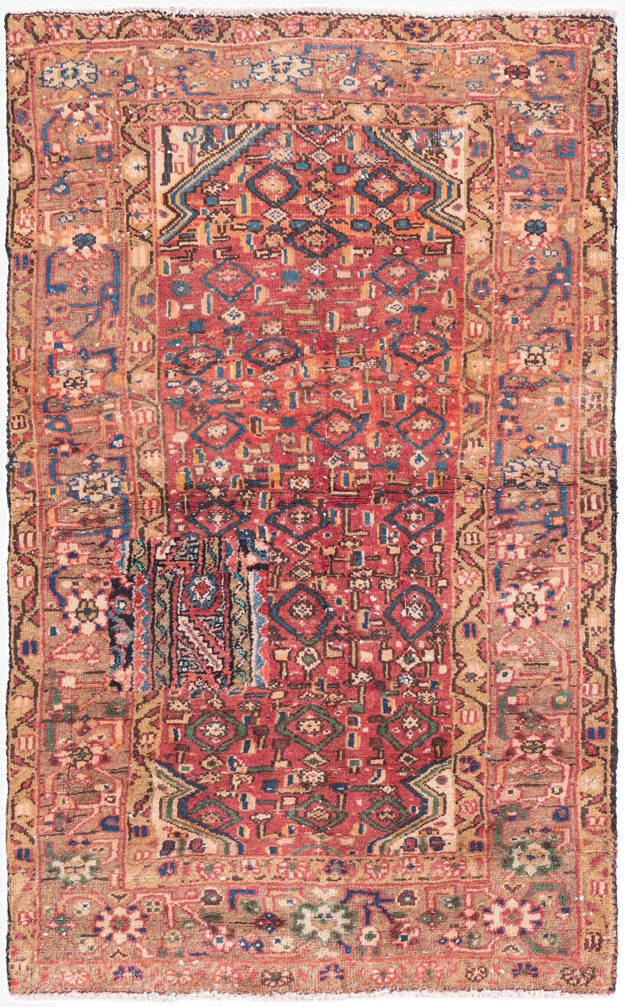  3' 3 x 5' 2  Hand Knotted Ultra Vintage Persian Wool Rug