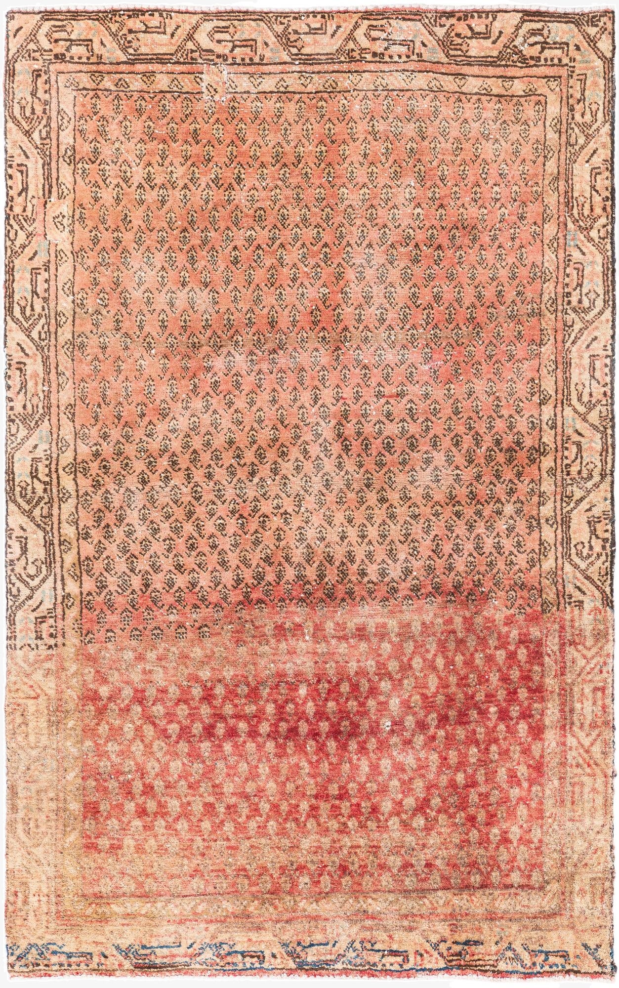  3' 9 x 6' 1  Hand Knotted Ultra Vintage Persian Wool Rug