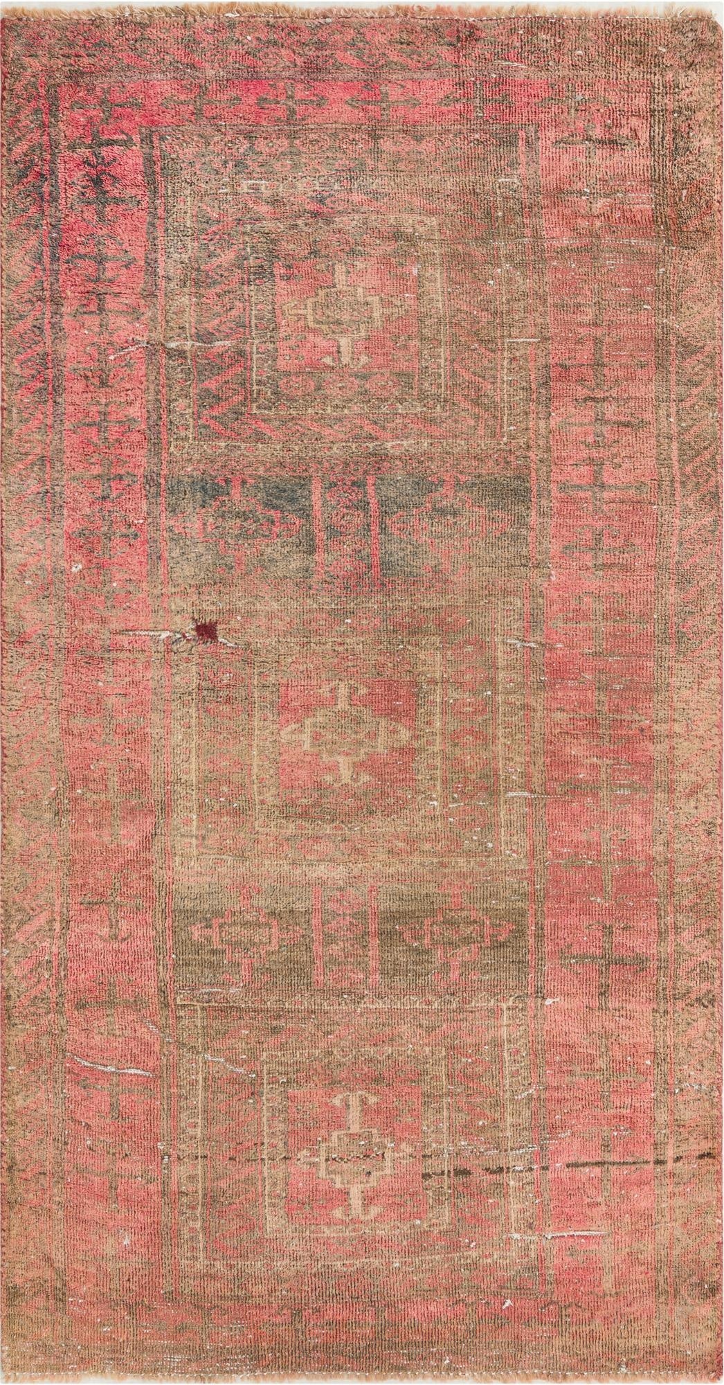  2' 8 x 5' 7  Hand Knotted Ultra Vintage Persian Wool Rug