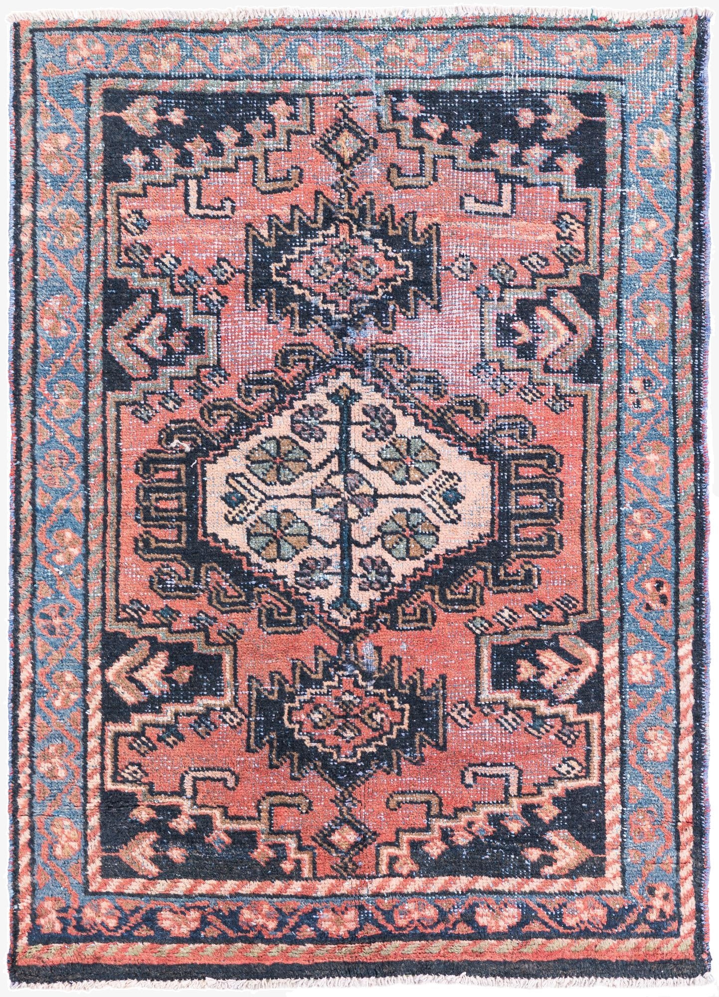  3' 4 x 4' 8  Hand Knotted Ultra Vintage Persian Wool Rug
