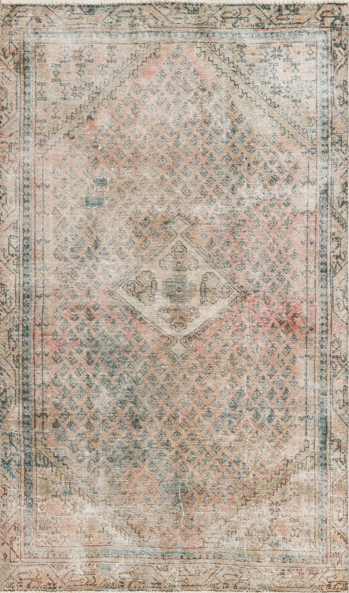  3' 10 x 6' 5  Hand Knotted Ultra Vintage Persian Wool Rug