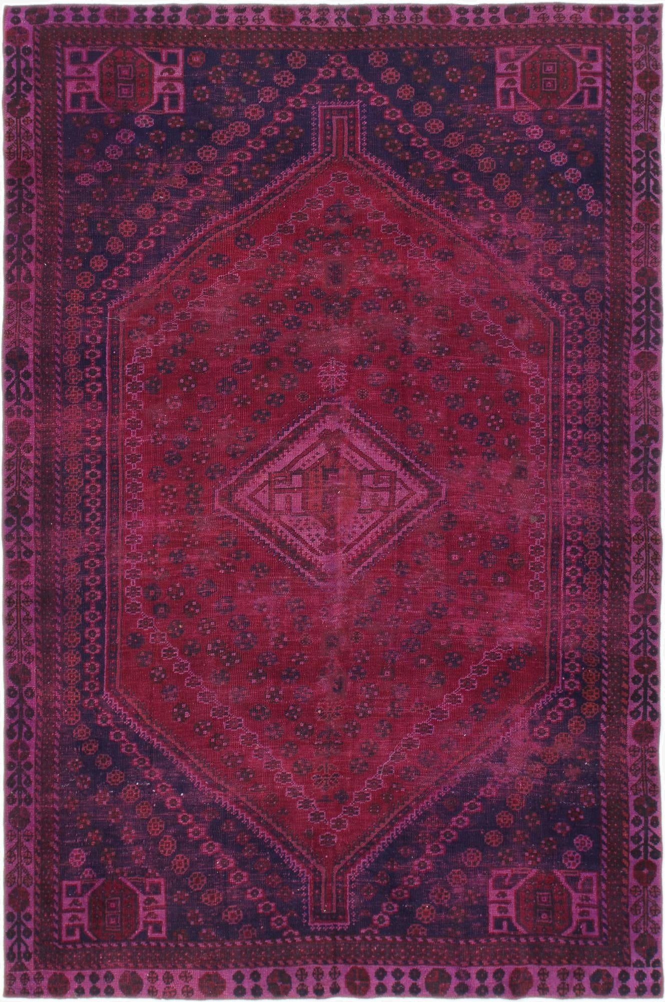  6' 4 x 9' 7  Hand Knotted Ultra Vintage Persian Wool Rug