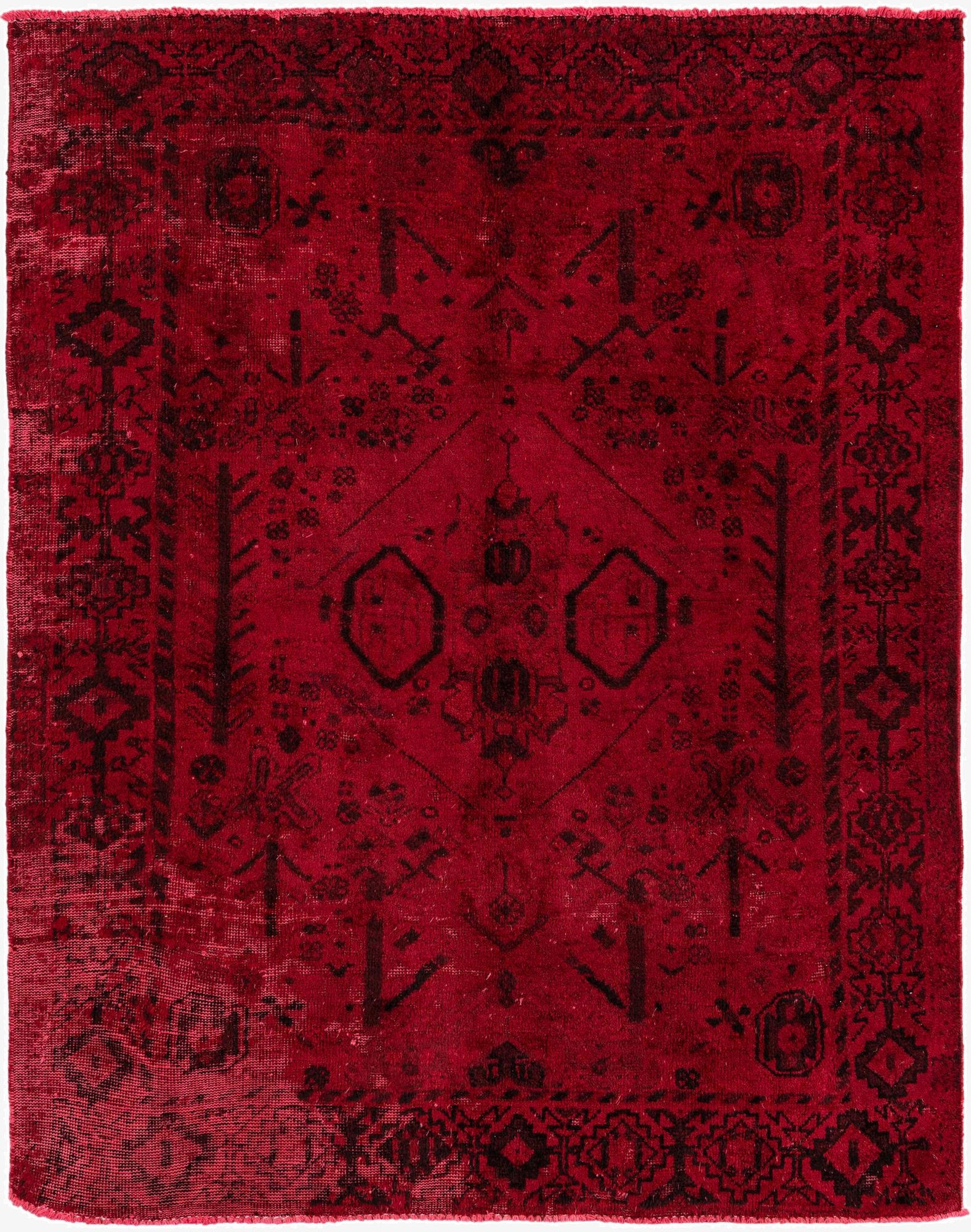  4' 10 x 6' 2  Hand Knotted Ultra Vintage Persian Wool Rug