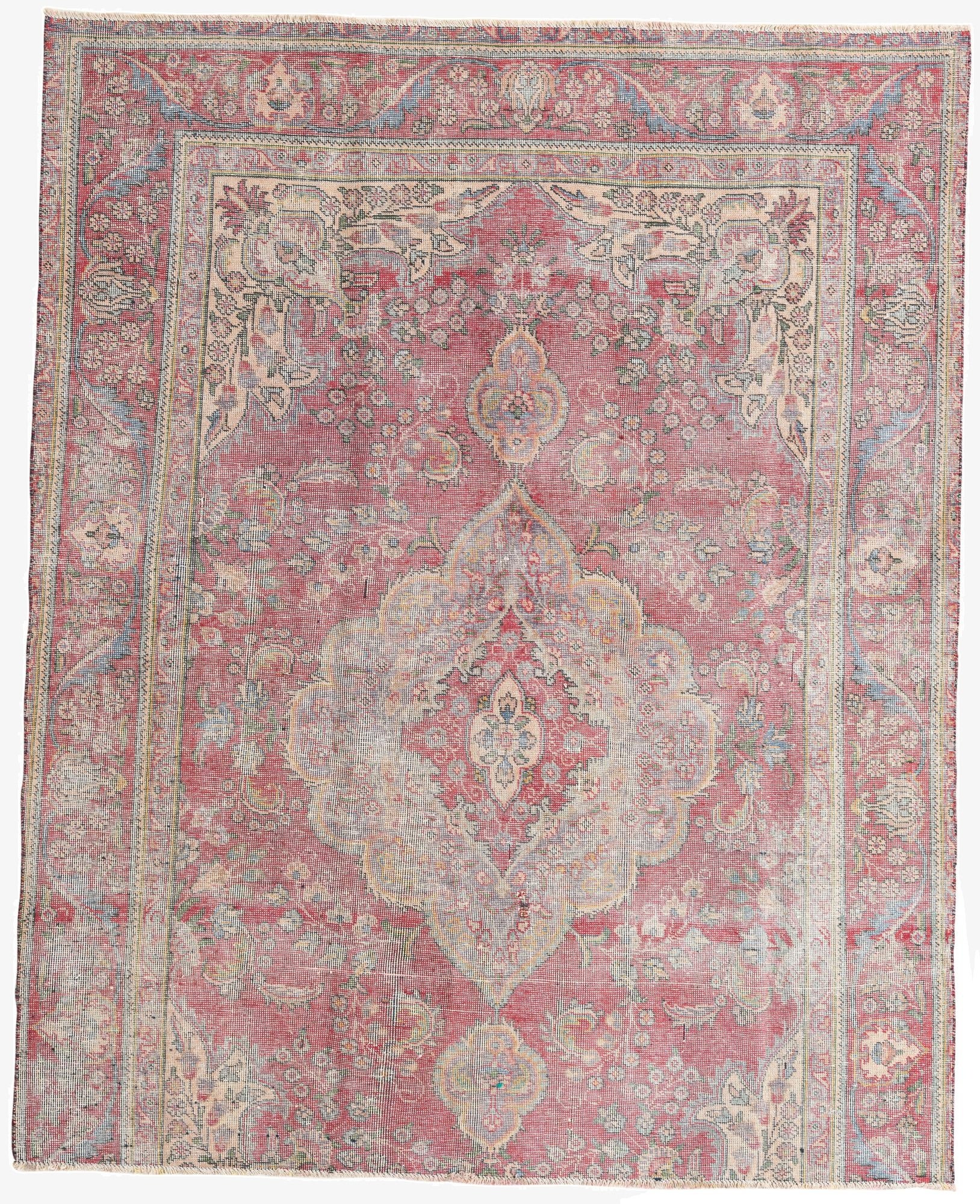 6' 1 x 7' 8  Hand Knotted Ultra Vintage Persian Wool Rug