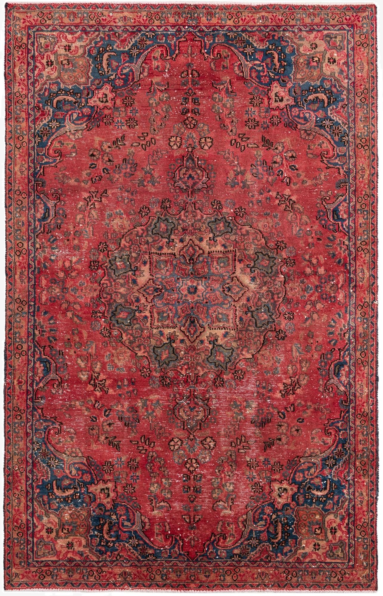  4' 10 x 7' 7  Hand Knotted Ultra Vintage Persian Wool Rug