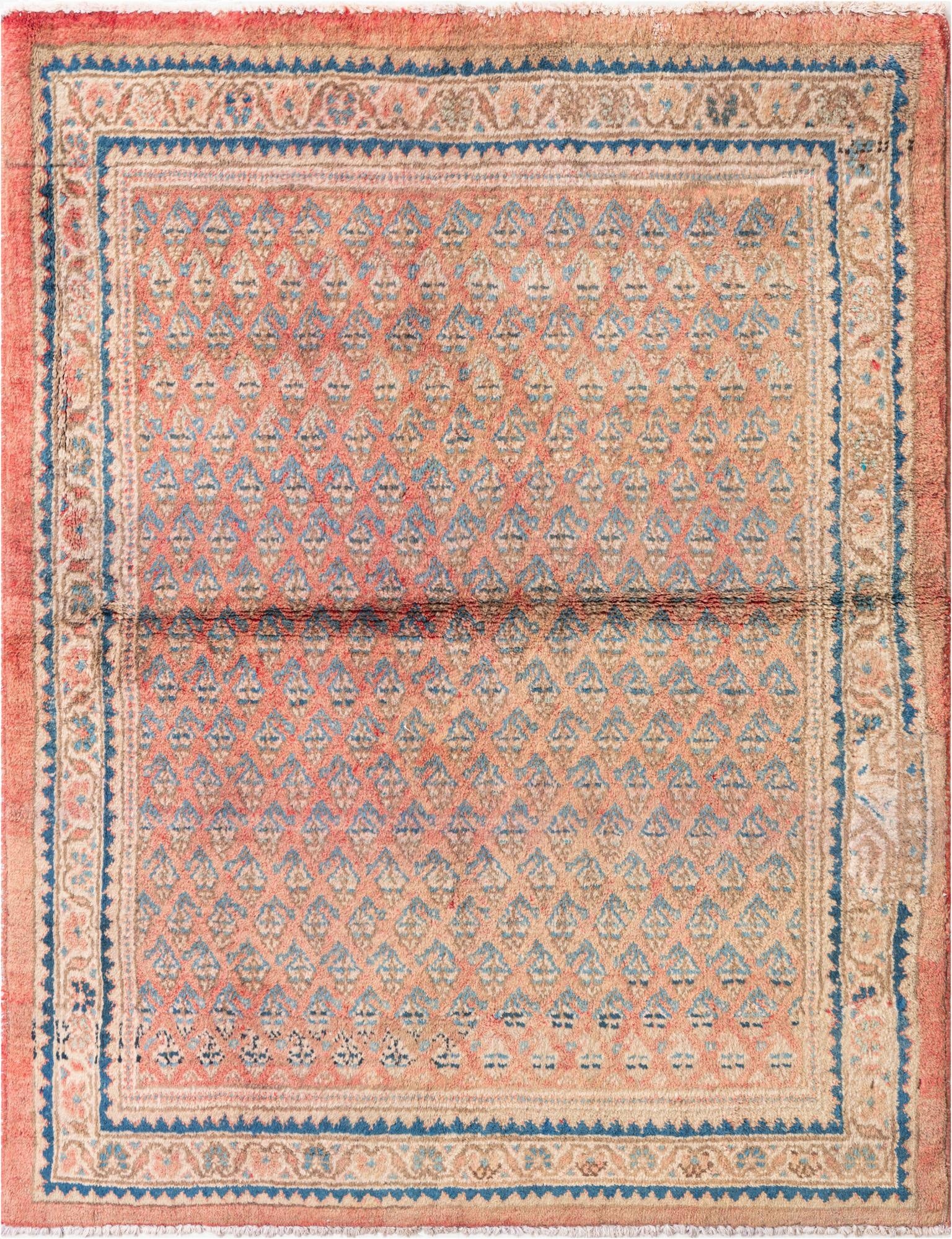  3' 10 x 5'  Hand Knotted Ultra Vintage Persian Wool Rug