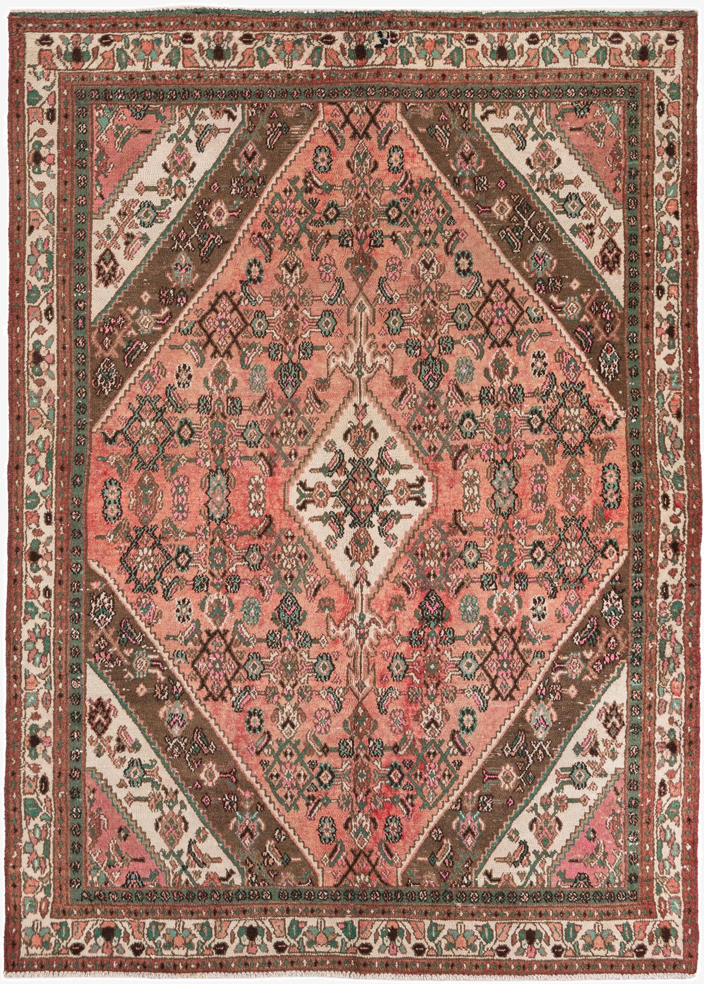  6' 8 x 9' 3  Hand Knotted Ultra Vintage Persian Wool Rug