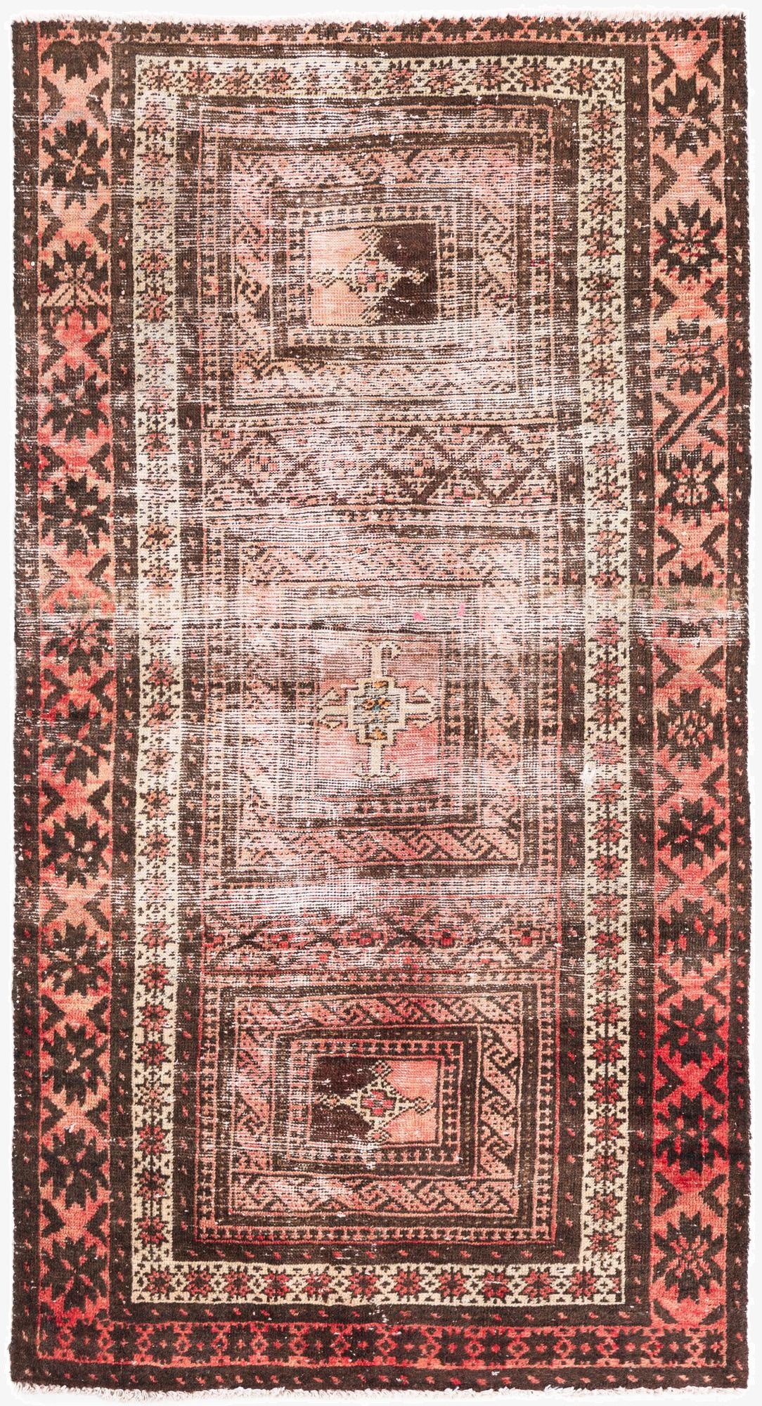  3' 2 x 6'  Hand Knotted Ultra Vintage Persian Wool Rug