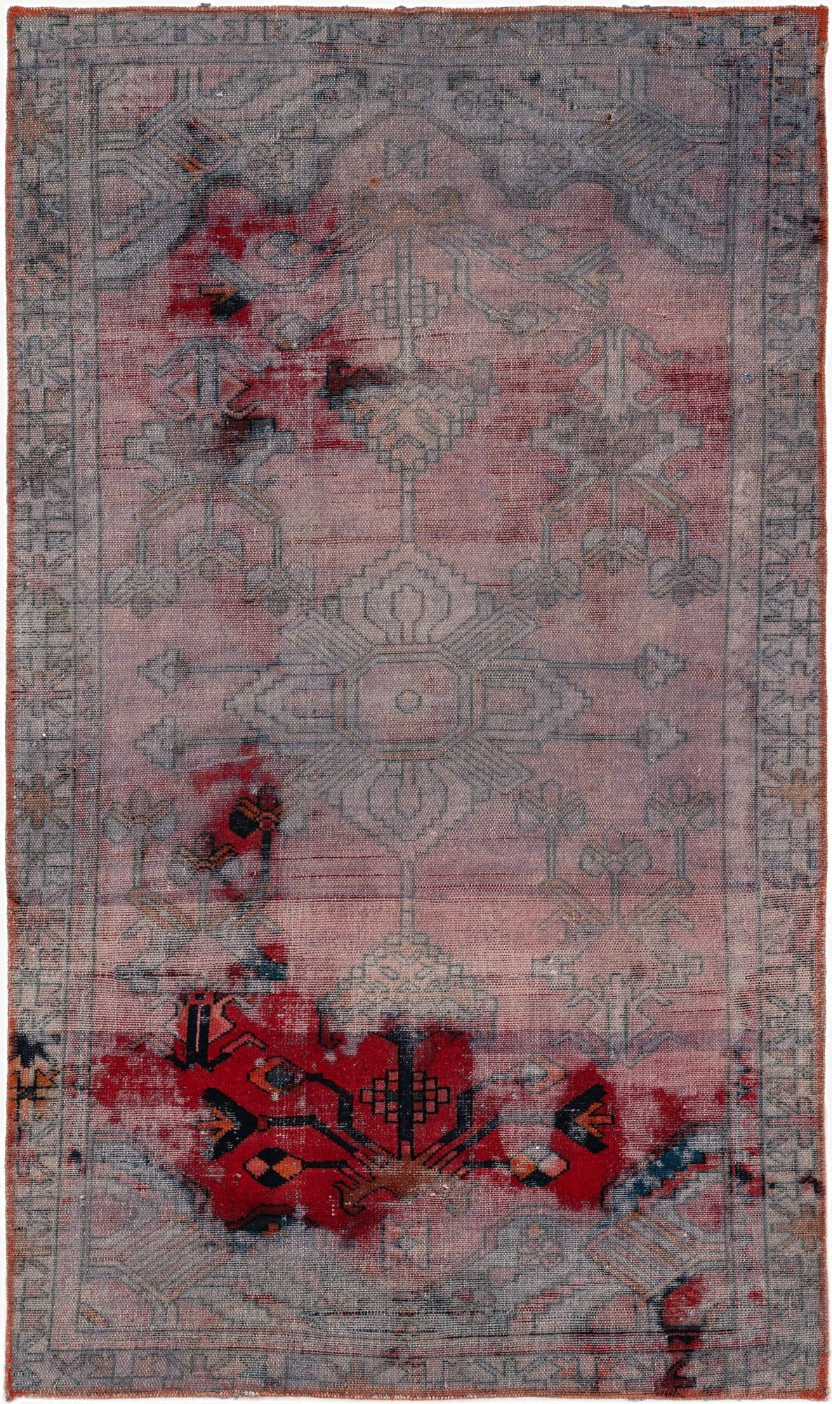  3' 10 x 6' 5  Hand Knotted Ultra Vintage Persian Wool Rug