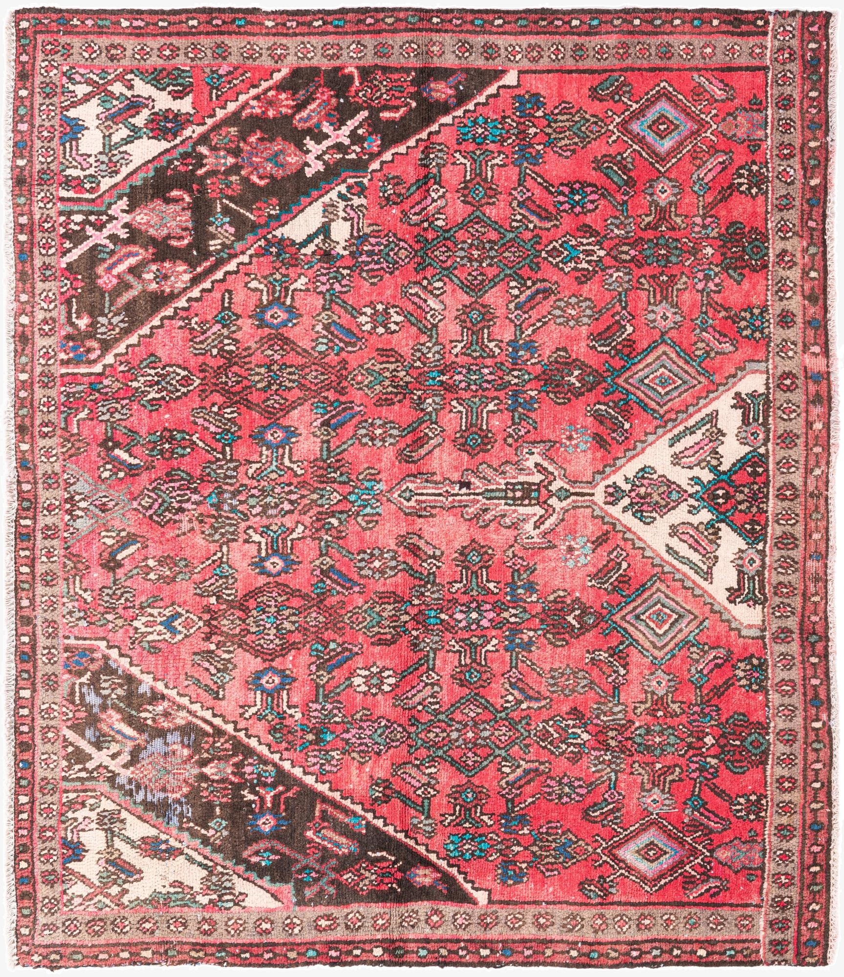  4' 9 x 5' 6  Hand Knotted Ultra Vintage Persian Wool Rug