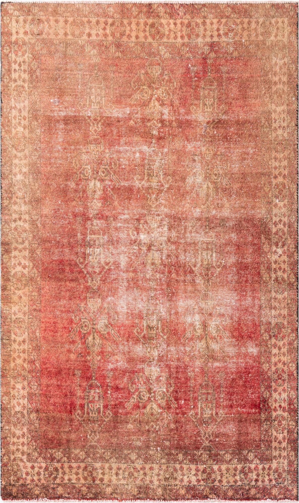  4' 4 x 7' 2  Hand Knotted Ultra Vintage Persian Wool Rug