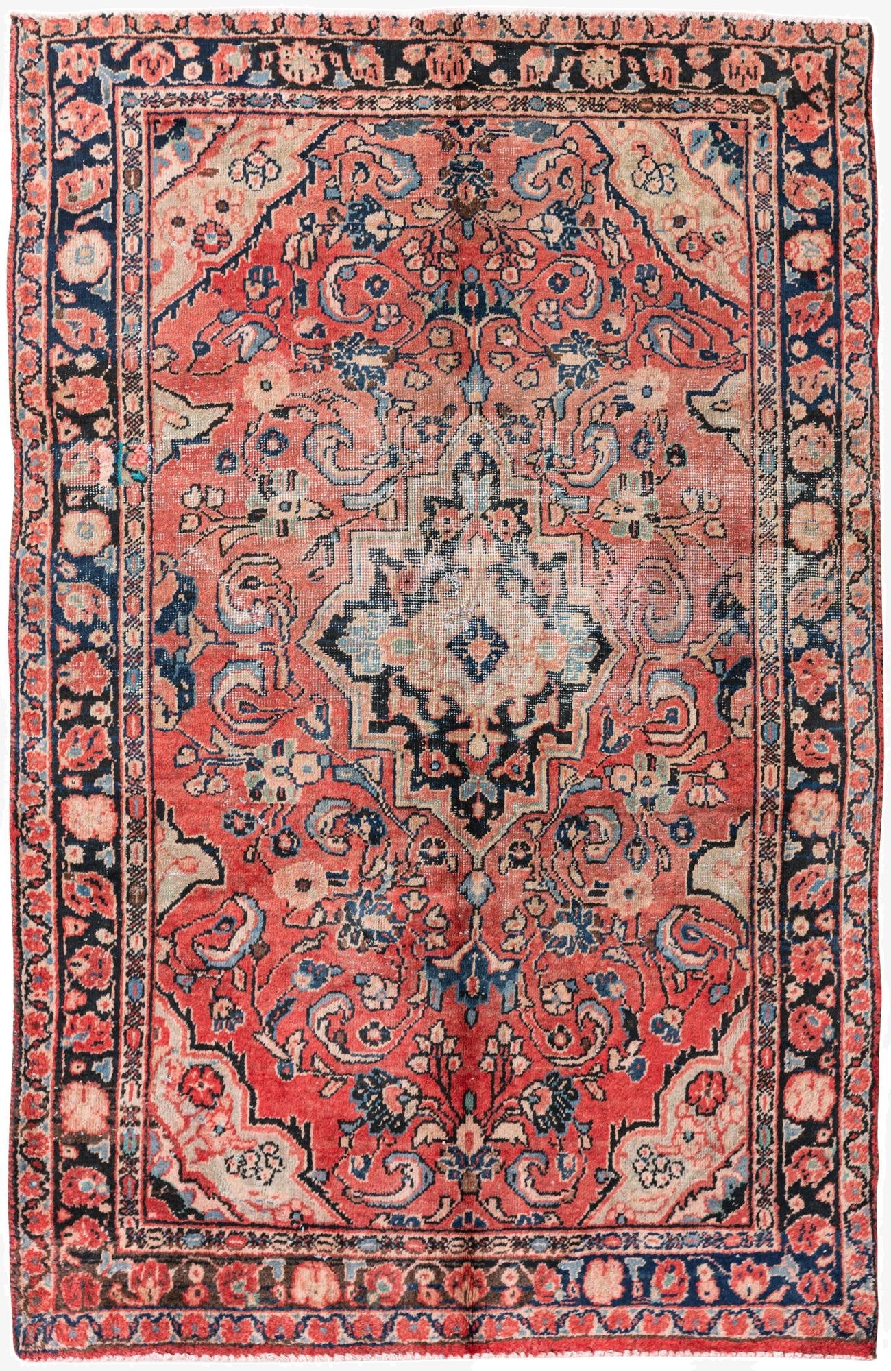  4' 4 x 6' 9  Hand Knotted Ultra Vintage Persian Wool Rug