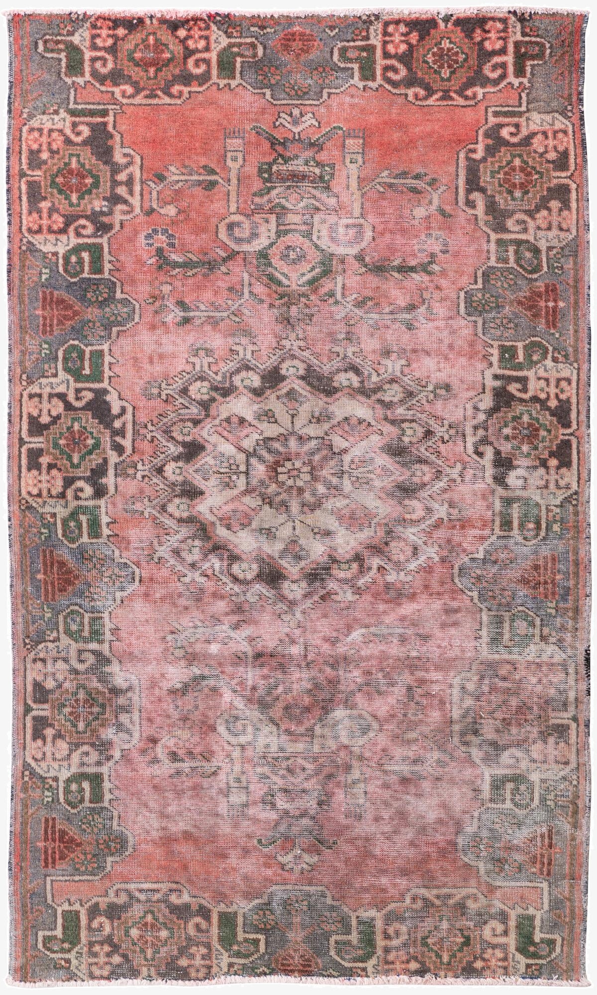  4' 1 x 6' 9  Hand Knotted Ultra Vintage Persian Wool Rug