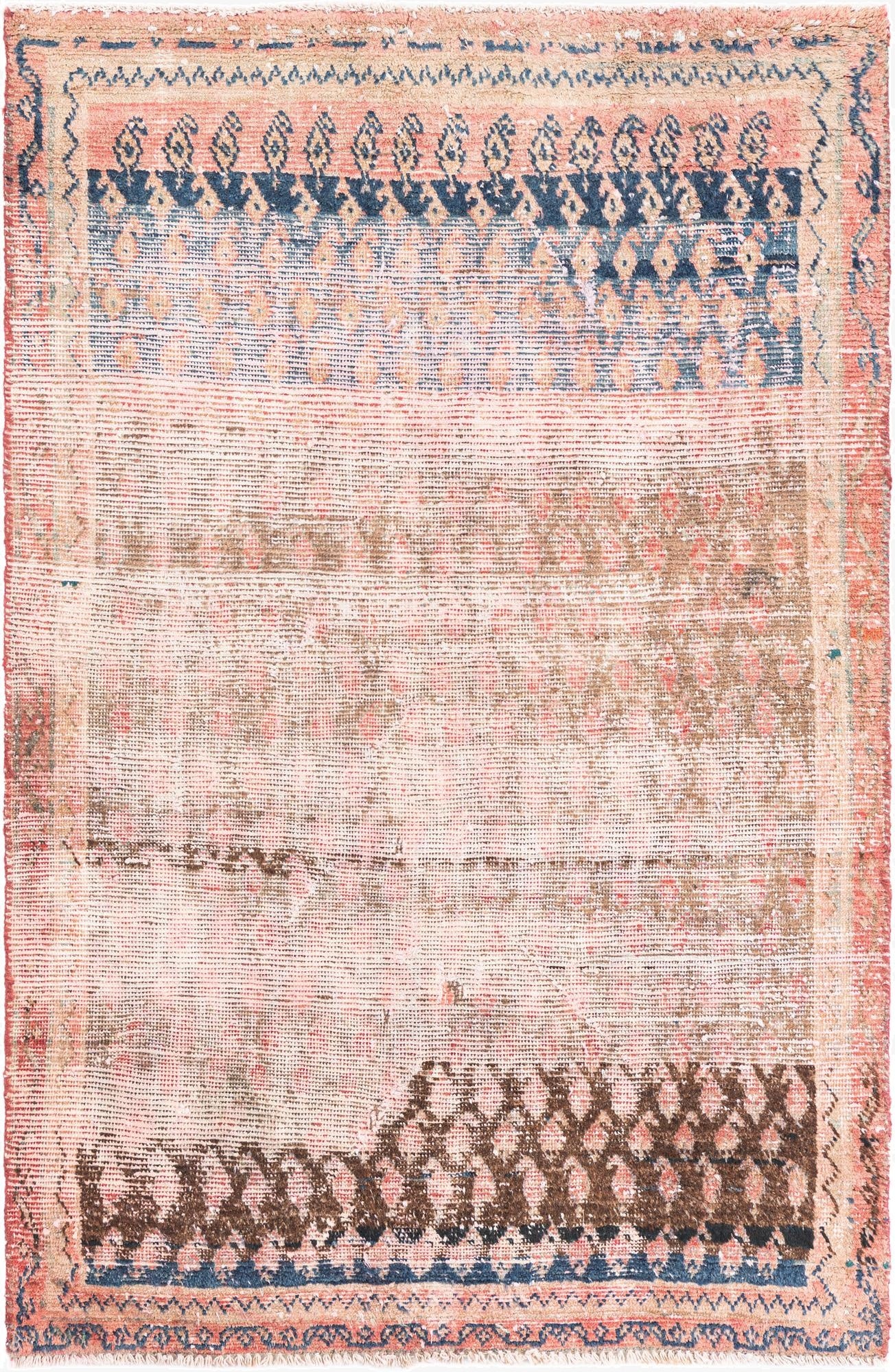  3' 6 x 5' 4  Hand Knotted Ultra Vintage Persian Wool Rug