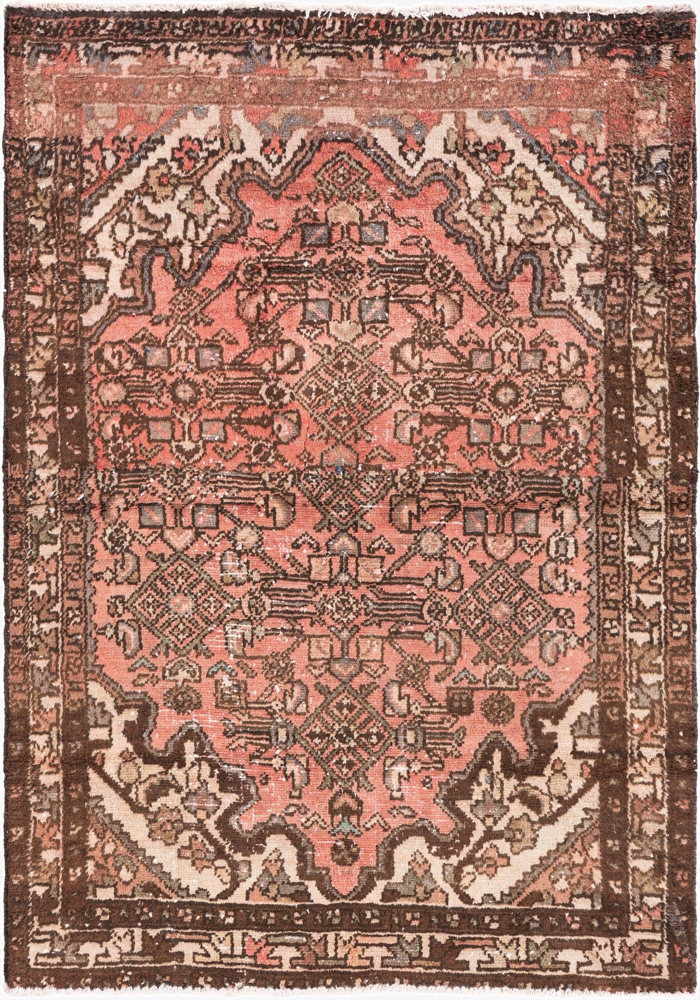  3' 5 x 4' 10  Hand Knotted Ultra Vintage Persian Wool Rug