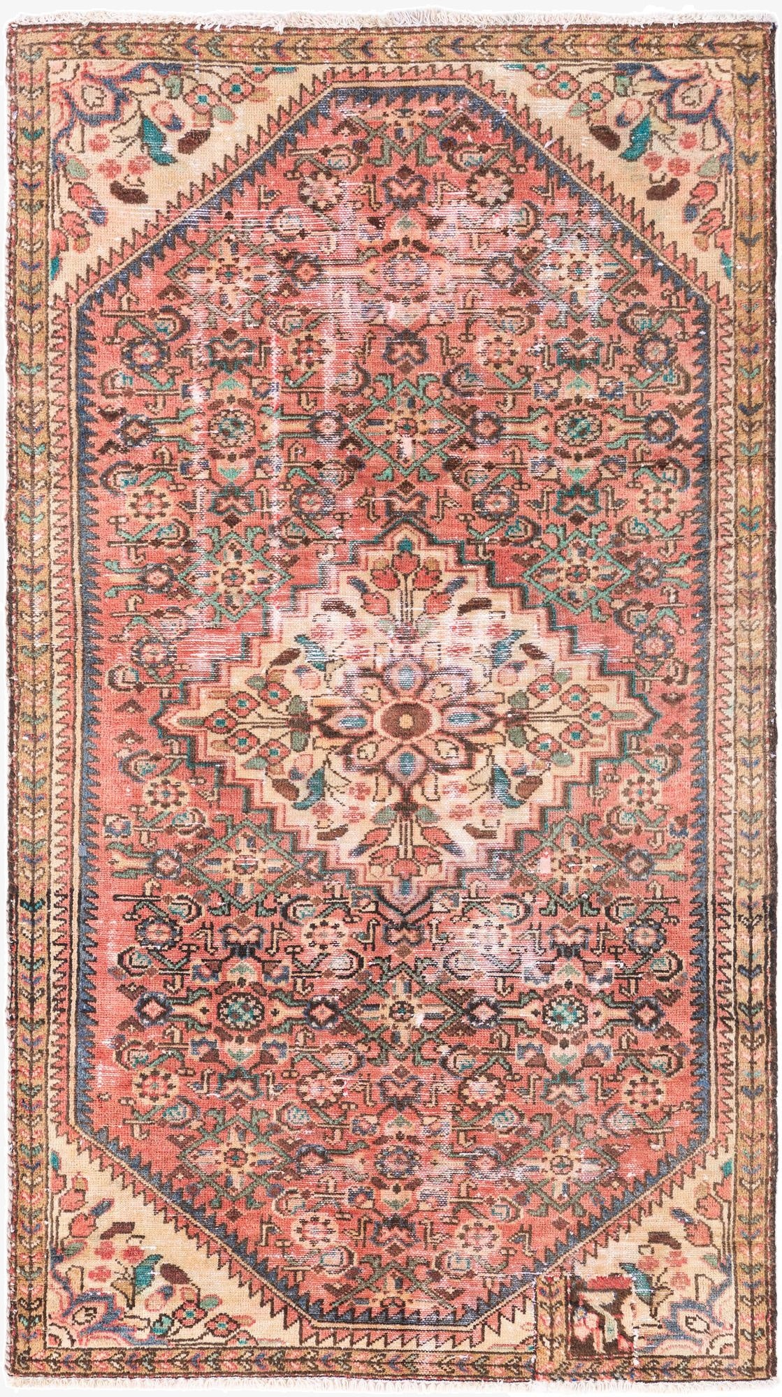  3' 7 x 6' 5  Hand Knotted Ultra Vintage Persian Wool Rug