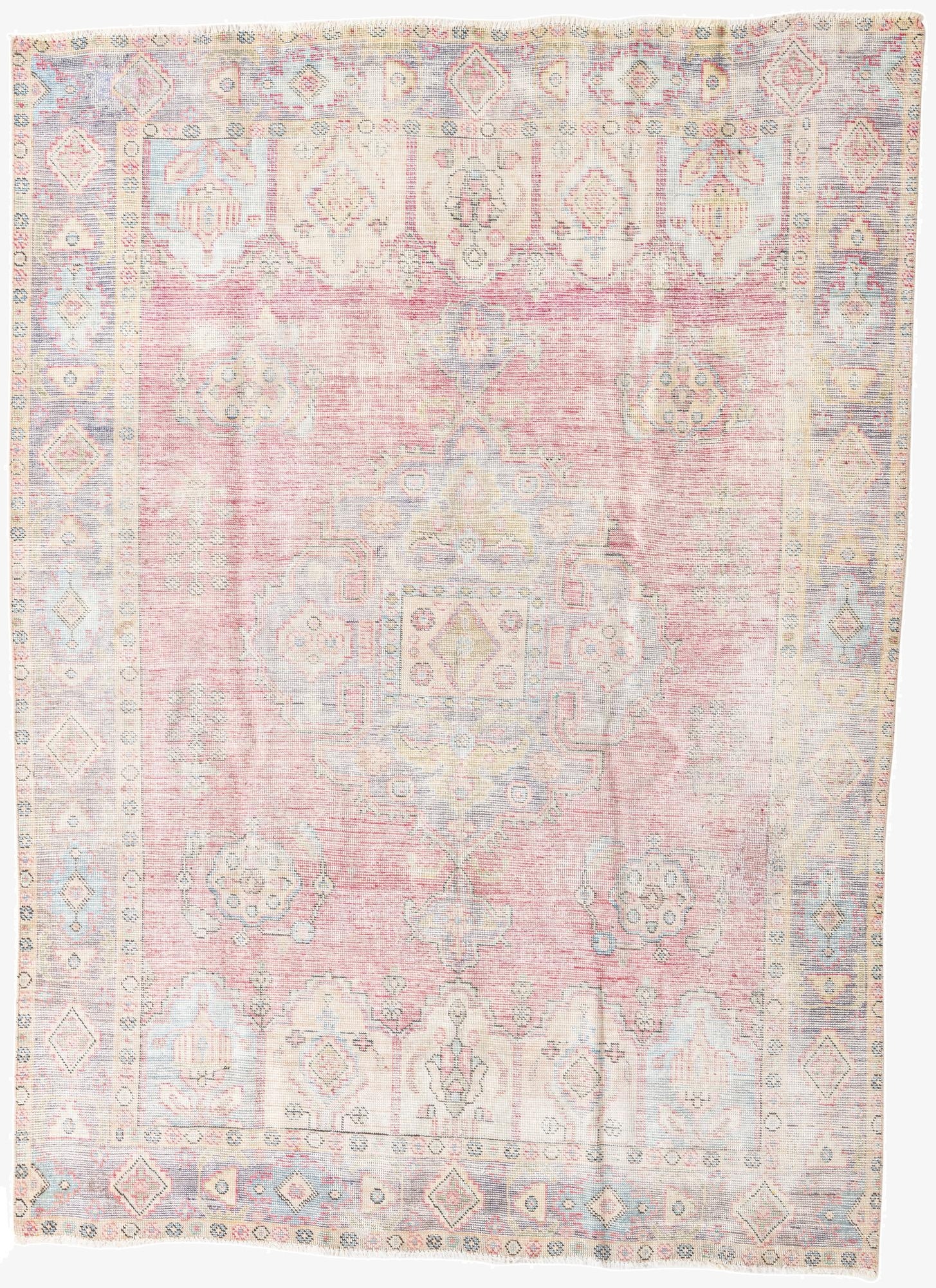  6' 7 x 9'  Hand Knotted Ultra Vintage Persian Wool Rug