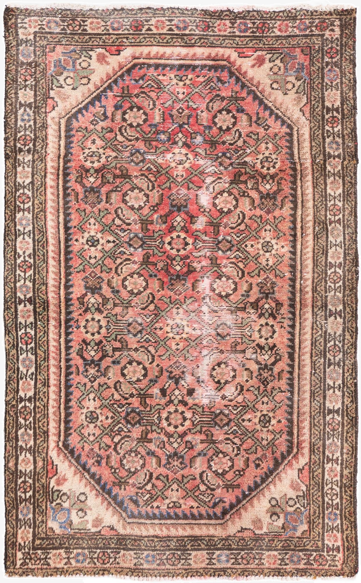  3' 2 x 5' 2  Hand Knotted Ultra Vintage Persian Wool Rug