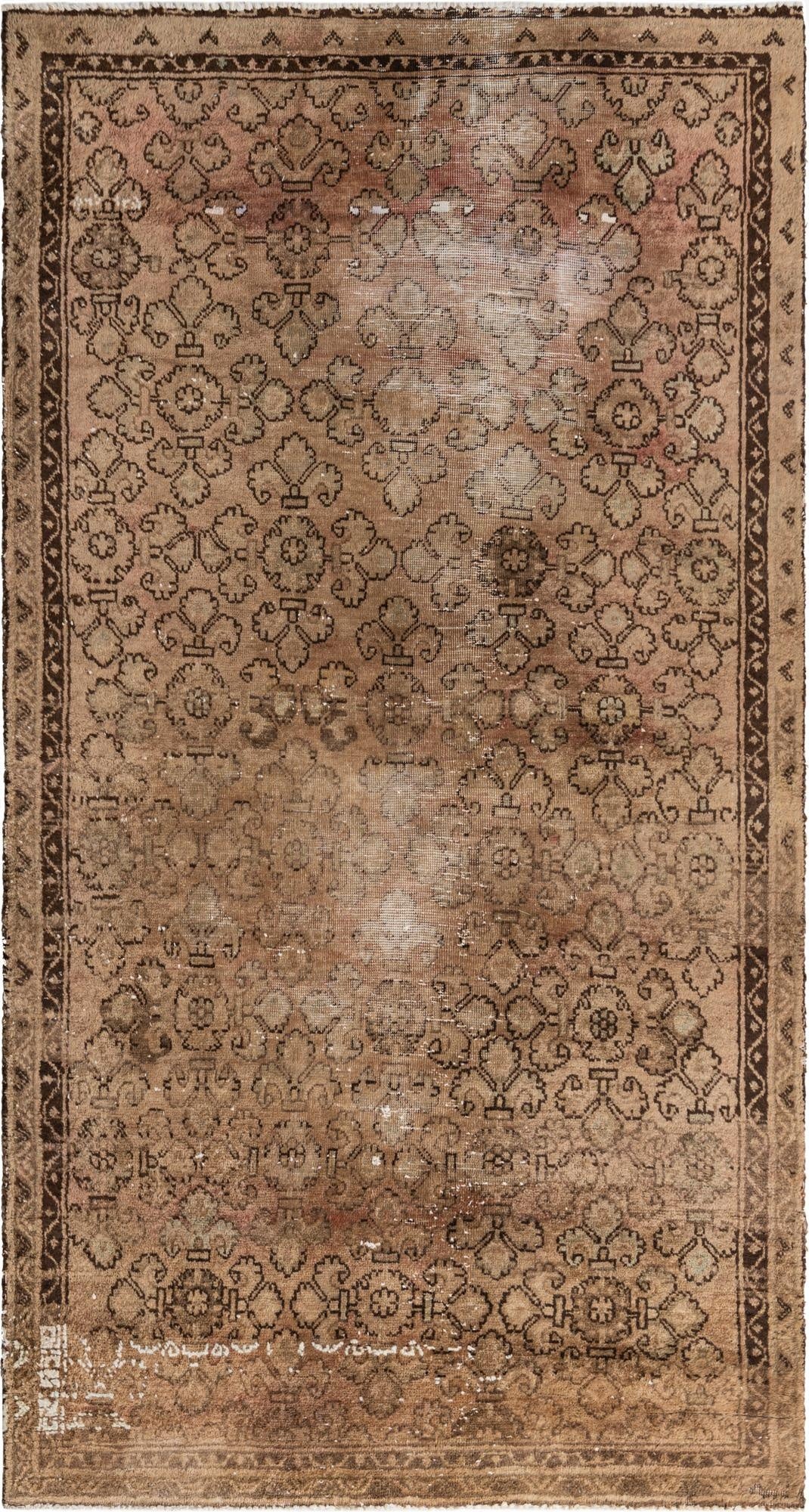  4' 5 x 6' 10  Hand Knotted Ultra Vintage Persian Wool Rug
