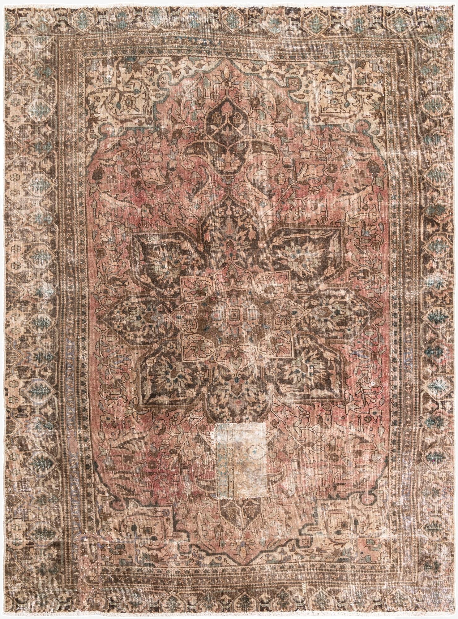  7' 1 x 9' 9  Hand Knotted Ultra Vintage Persian Wool Rug